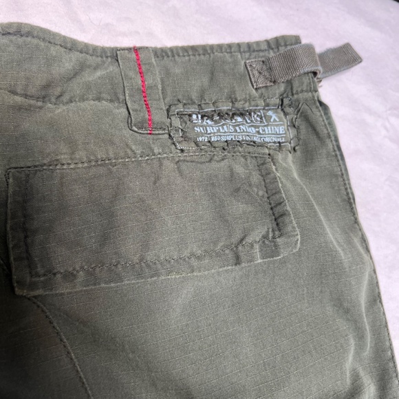 VINTAGE Da-Nang Lowrise Green Embroidered Cargo Straight leg Silk Blend Pants SM - Picture 10 of 16